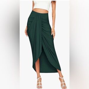 Casual Slit Wrap Asymmetrical Maxi Draped Skirt